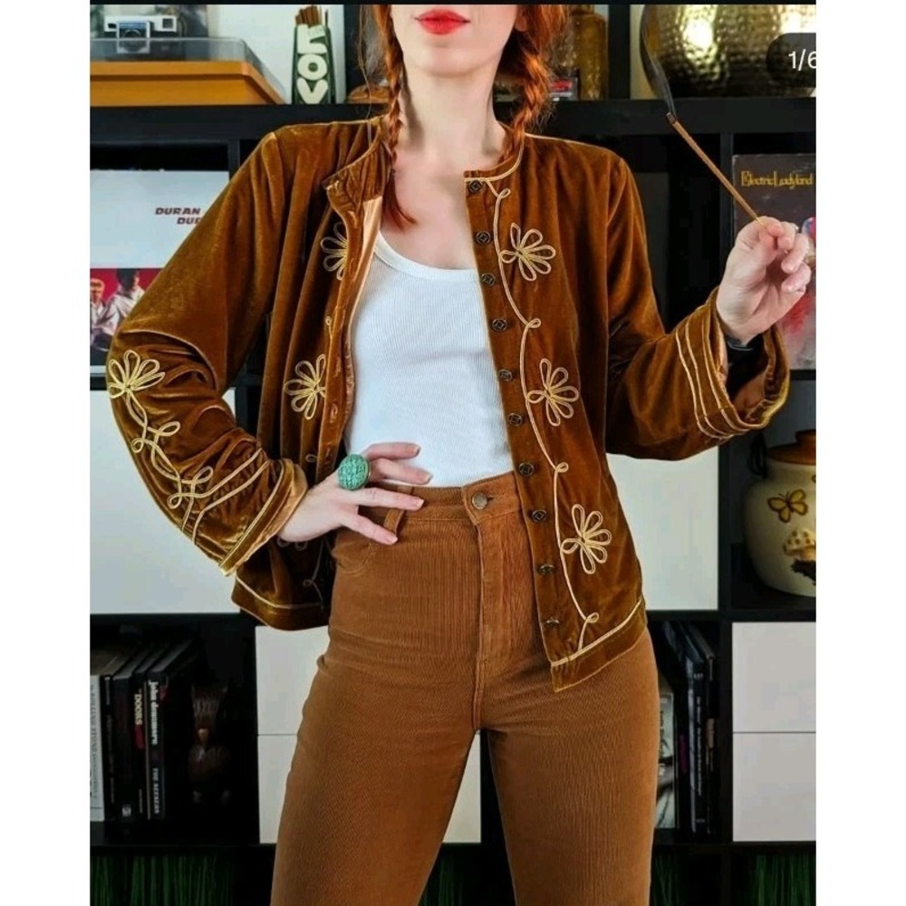 Nine Lives Bazaar Hendrix Jacket in Honey Velvet gold NWT XS Johnny Was‎ Velour